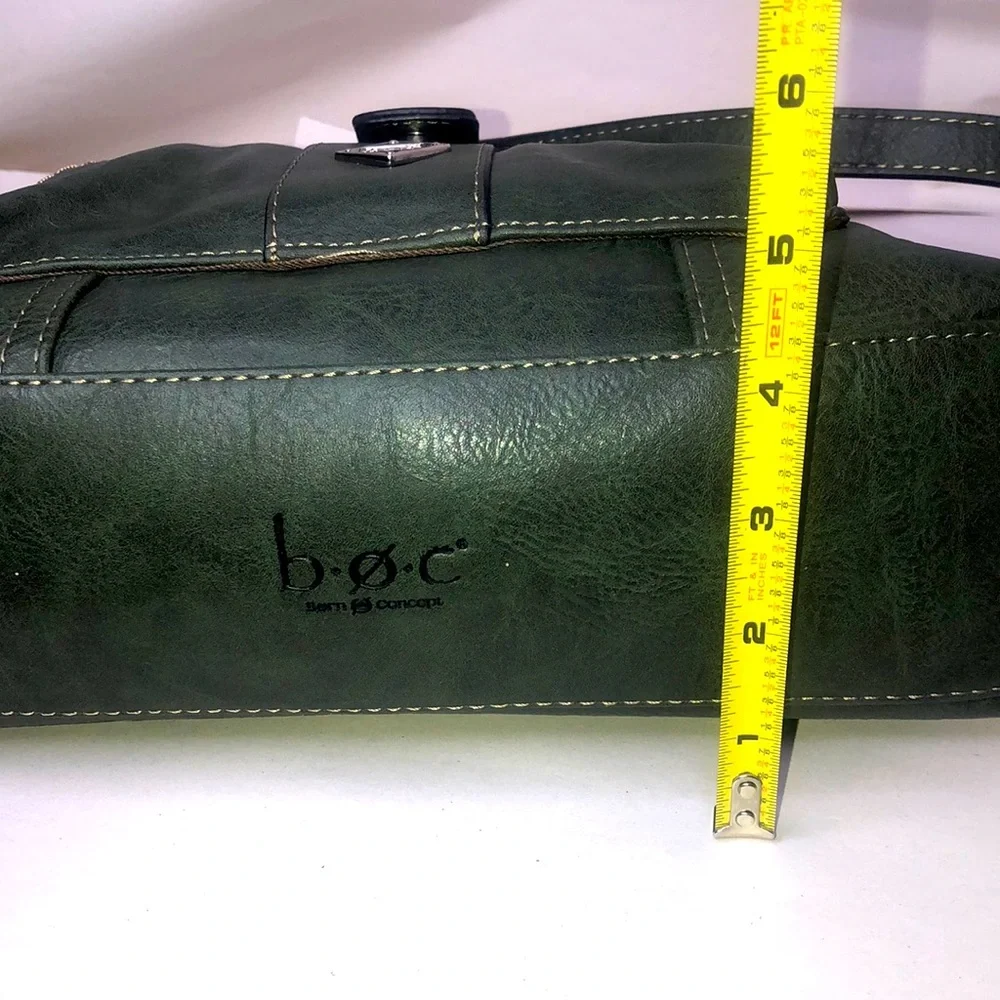BOC Dark Olive Green Crossbody Adjustable Strap Silver Hardware Zipper Pockets